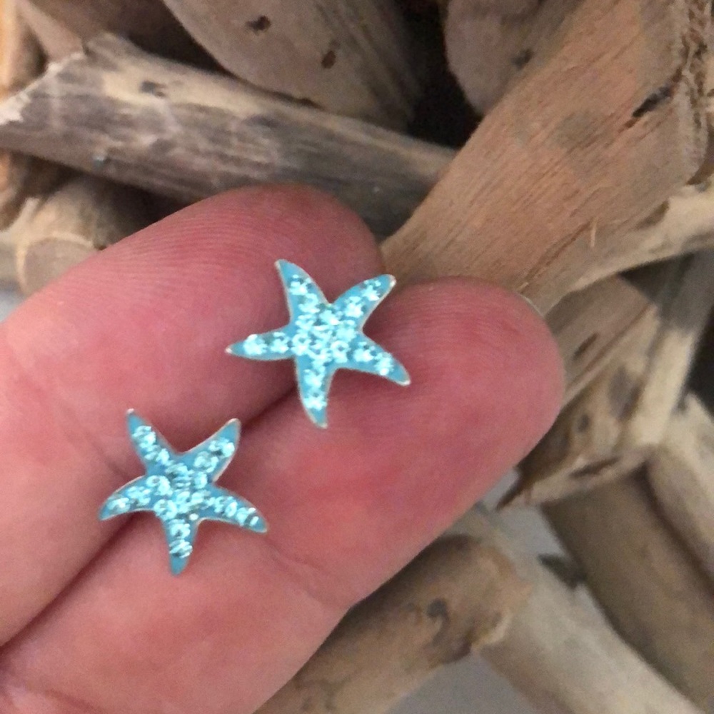 Sterling Silver Starfish Crystal Earrings NWT - Picture 4 of 7